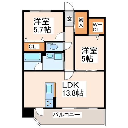 長嶺 徒歩6分 6階の物件間取画像